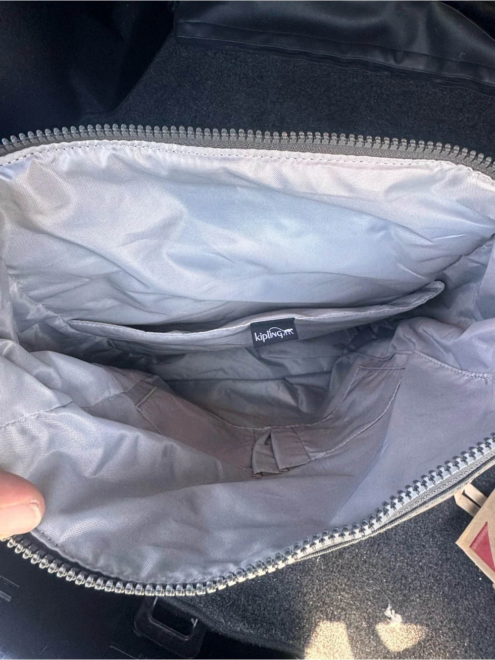 Kipling Gray Nylon Backpack with Monkey Charm